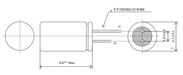 Mechanical Drawing - Nichicon SLBx Rechargeable Batteries Mechanical Drawing - Nichicon SLBx Rechargeable Batteries